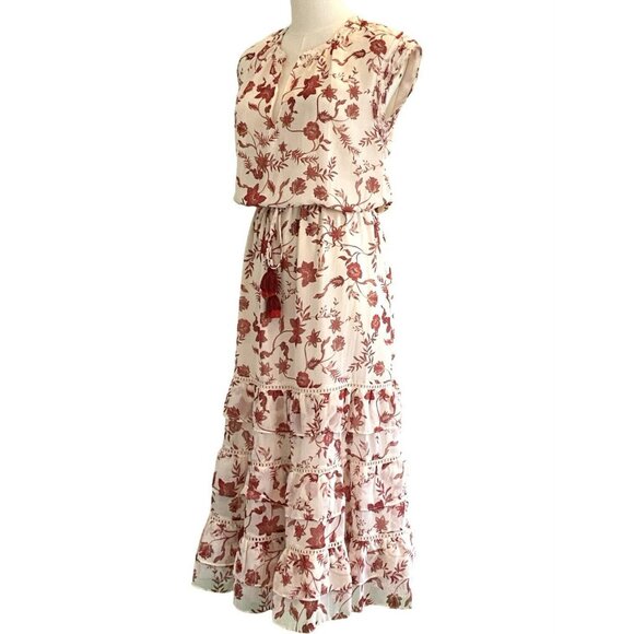 Rebecca Minkoff Dresses & Skirts - Rebecca Minkoff Sleeveless Blouson Drawstring Waist Cream Floral Dress Size M